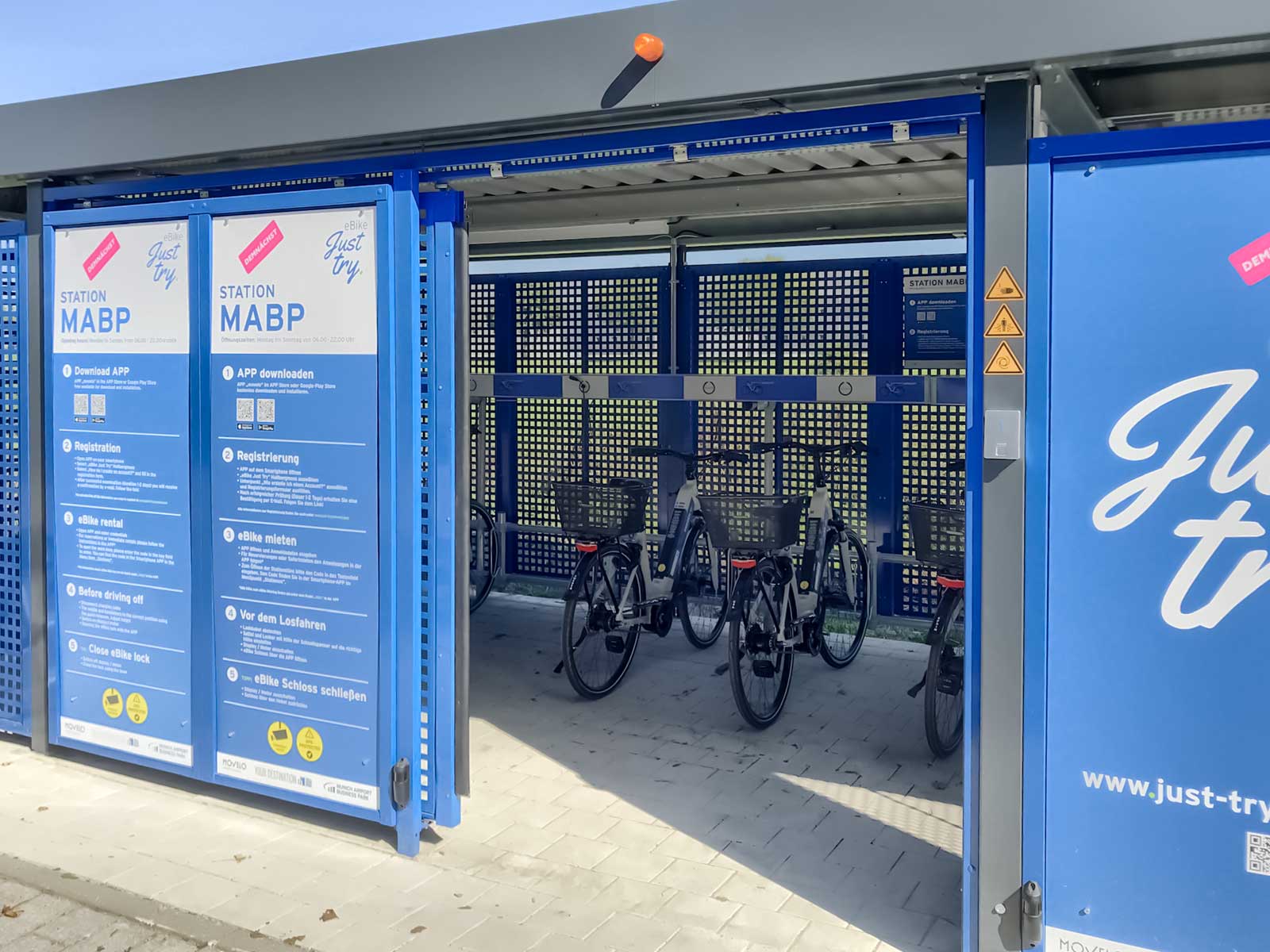 Einhausung von Siebau als Verleihstation für E-Bikes und Fahrräder
